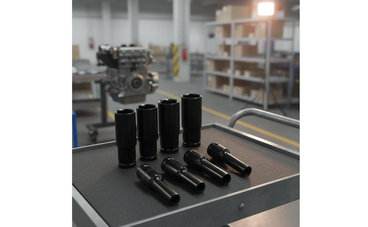 1/2 Inch Drive Deep Shock-Resistant Socket High Power Design 1/2 Inch Drive Deep Socket Set Prevents Fastener Rounding