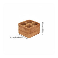 4 Compartment Organizer Portable Woven Rattan Basket Easy to Clean for Bathroom
