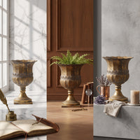 Pedestal Vase Tall Vase with Rim Rustic for Entryway, Living Room