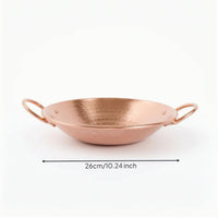 Copper Dry Pot Shallow Cookware Handmade for Home Cooks