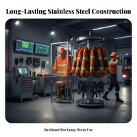 Firefighter Uniform Rack Heavy Duty Stainless Steel Turnout Gear Stand Multi-Level Storage Double-Sided Equipment Rack for Firefighters, Changing Room