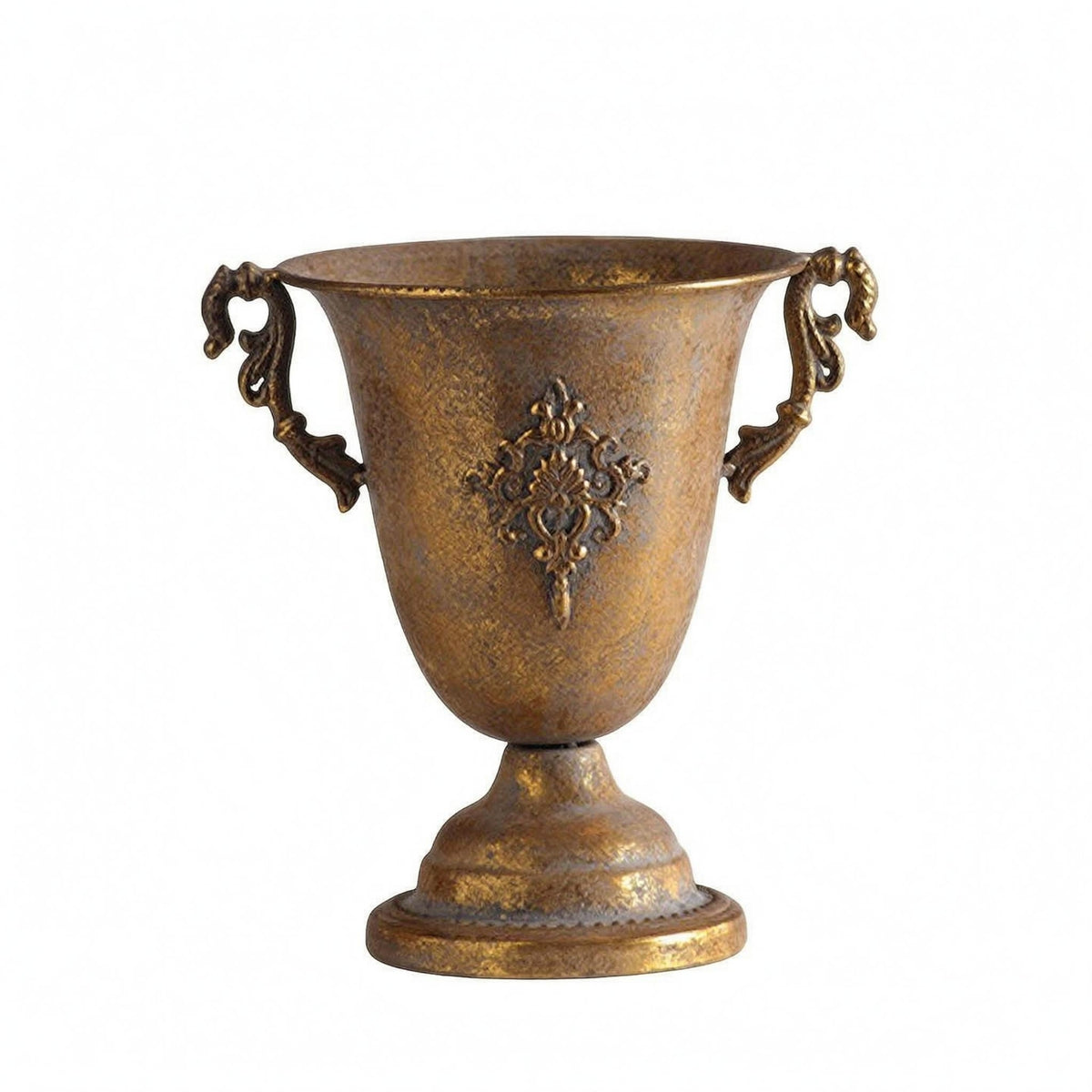 Antique Urn Vase Decorative Medallion Ornate Handled Vase Flared Shape Home Decor