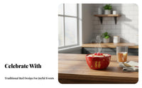 Chinese Red Double Happiness Ceramic Bowls & Plates Set, Wedding, Housewarming, Festive Tableware