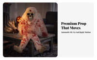 Spooky Skeleton with Hooded Cloak | Creepy Seated Pose, Interactive Motion-Activated, Sit-up Skeleton, for spooky homes