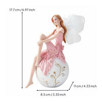 European Fairy-Themed Floral Nymph Figurine Feather Statuette Girlish Charm Appendages Heavenly Maiden Statue for Desktop, Bedroom