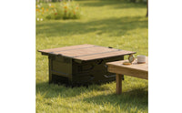 Outdoor Storage Crate with Wood Lid Portable Foldable Bin Stackable Foldable Organizer for Journeyers