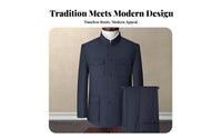 Men's Zhongshan Jacket, Chinese Style, Classic Elderly Outerwear, Thick Tang Coat
