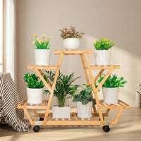 Plant Stand for Indoor Plant Display in the Living Room, 4 Tier Bamboo Wooden Plant Stand, Tall Plant Stands Indoor, Stable Plant Pot Stand