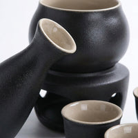 Ceramic Wine Warmer Set, 7-Piece Minimalist Japanese Style