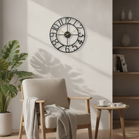 Wall Clock with Metal Frame Openwork Metal Wall Clock Silent for Bedroom, Office
