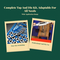 Tap And Die Set, Threading Tool Kit, Hand Threader, Alloy Steel, Manual Thread Repair, sturdy Duty, Accuracy