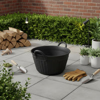 Black Rubber Bucket Open Top Woven-Texture Bucket Nestable Utility Container for Construction Tasks