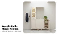 Fluted Glass Partition Cabinet Large Capacity Storage Multi-Functional Beverage and Footwear Storage Unit Easy to Clean Cream Design Entryway