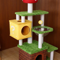 Cat Villa Mushroom Castle Kitten Tree with 4 Scratching Posts, Multi-Level Indoor House and Bed Activity Center for Medium Cats Multi Playground