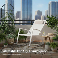 Rocking Lounger Ergonomic Design Rocking Chair Modern Aesthetic Includes Headrest Pillow for Adults, Seniors, Balcony
