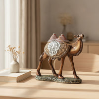 Camel Figurine with Saddle and Chain Ornate Decor Compact for Office, Art Lovers