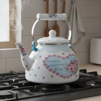 Enamel Water Kettle Multipurpose Use Enamel Tea Kettle Ethnic Design Teapot Removable Lid Large Capacity Teakettle
