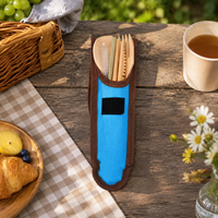 Reusable Travel Flatware Fiber Utensils with Case, Portable Eating Utensils for Travel, Spoon & Straw Included