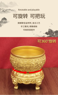 元宝黄铜吉祥如意聚宝盆聚米来米开业存钱罐客厅店铺家用摆件米缸