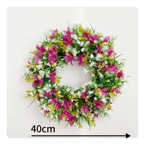 Artificial Flower Wreath Lifelike Design Blooming Floral Wreath Vibrant Colors