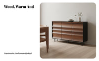 Wabi-Sabi Design Fluted Door Credenza Modern design Sideboard Minimalist Aesthetic Buffet Cabinet Designer Inspired for Homeowners, Families, Renters, Dining Room, Entryway, Hallway