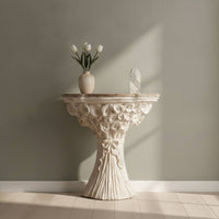 Console Table with Carved Base Vintage-Inspired Furniture Distressed Shabby-Chic for Entryway, Hallway