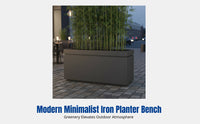 Metal Planter Bench, Outdoor Iron Flower Box, Divider, Seating Combo