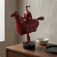 Horse Equestrian Figurine Decorative Equestrian on Horse Sculpture Standing Home Decor