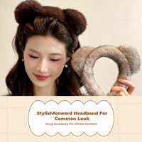 Teddy Headband for Women Soft Plush Elastic Stylish Hairband