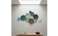Metal Disc Wall Art Embossed Circular Metal Wall Sculpture Textured for Entryway