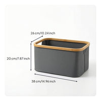 Laundry Basket with Bamboo Rim Open-Top Laundry Hamper Soft-Sided for Bathrooms