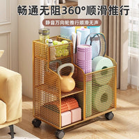 家用运动健身器材收纳架瑜伽收纳筐夹缝家用羽毛球篮球置物架神器