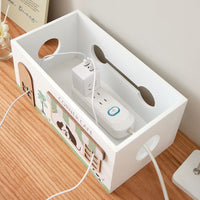 Wooden Desk Cable Organizer Box for Power Strips and Data Cables