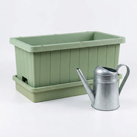 Large Resin Planter Box Plant Pot with Drainage Tray, Sturdy Plant Pots for Home Gardening, Outdoor Vegetable Garden