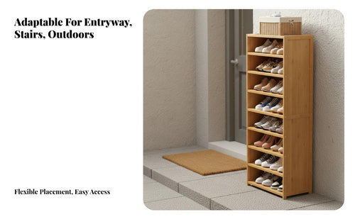 Space-Saving Tall Narrow Shoe Rack Sturdy Construction Narrow Shoe Unit Easy Assembly Dustproof Design for Apartment Dwellers, Homeowners, Families, Entryway, Hallway, Bedroom, Corner