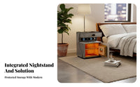 Smart Nightstand with Safe Biometric Lock Smart Bedside Cabinet with Safe Universal Serial Bus Charging Ports Bedroom Furniture for Home, Hotel Room