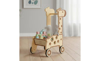 Wooden animal Pusher Early Learning animal Shopping Cart Sturdy Wood Wooden Shopping Cart for Nursery