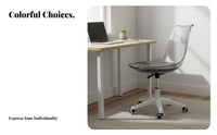 Armless Clear Rolling Chair Height Adjustable Clear Rolling Chair for Study Room