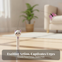 Interactive Cat Toy with Suction Cup | Standing Upright Design, Flexible Curved Rod, Cat Teaser with Suction Cup, for Smooth Floors