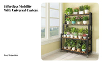 Tiered Design Multi-Level Plant Display Space Saving Multi-Level Rolling Flower Shelf Sturdy Construction Garden Supply Stable Frame for Gardeners, Homeowners, Apartment Dwellers, Balcony, Outdoor, Living Room, Indoor