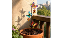 Metal Butterfly Solar Stake Bronze-Colored Flower Stake Light Warm String Lights