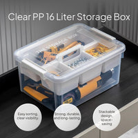 Tiered Tool Box Set, Plastic Storage Organizer, Transparent