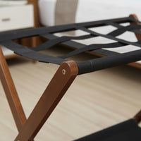 Double Layer Luggage Rack Solid Wood Folding Luggage Rack for Bedroom