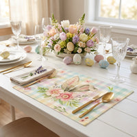 Easter Place Mat Easter Table Placemat Heat-Resistant Non-Slip Washable 30 x 45 cm Linen Dining Table Mat Spring Kitchen Table Decoration for Indoor Holiday Party