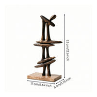 Geometric Sculpture Bronze-and-Gold Sculpture with Marble Base Light-Luxury Decorative Ornament for Interior Designers
