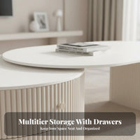 2 Pieces Nesting Coffee Table Set Modern Minimalist and design Living Room Furnishing Space-Saving Easy Assembly for Lounge Area