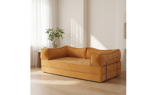 Corduroy Folding Sofa Bed Space-Saving Sofa Bed with Armrests Sleek Foldable Futon Couch Padded for Guests, Students, Small Apartments, Guest Rooms, Studios, Living Room