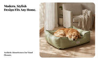 Square Dog Sofa Bed Stain-Resistant Animal Furniture PU Leather Dog Bed Soft Padded