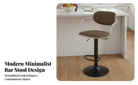 Adjustable Armchair with Woven Seat Waterproof Swivel Stool Quiet Wheels for Bar