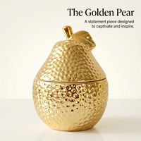 Home Decoration Ceramic Storage Jars with Lids for Coffee Table Display, Gold Electroplated Fruit Shaped Porcelain for Kitchen Countertop